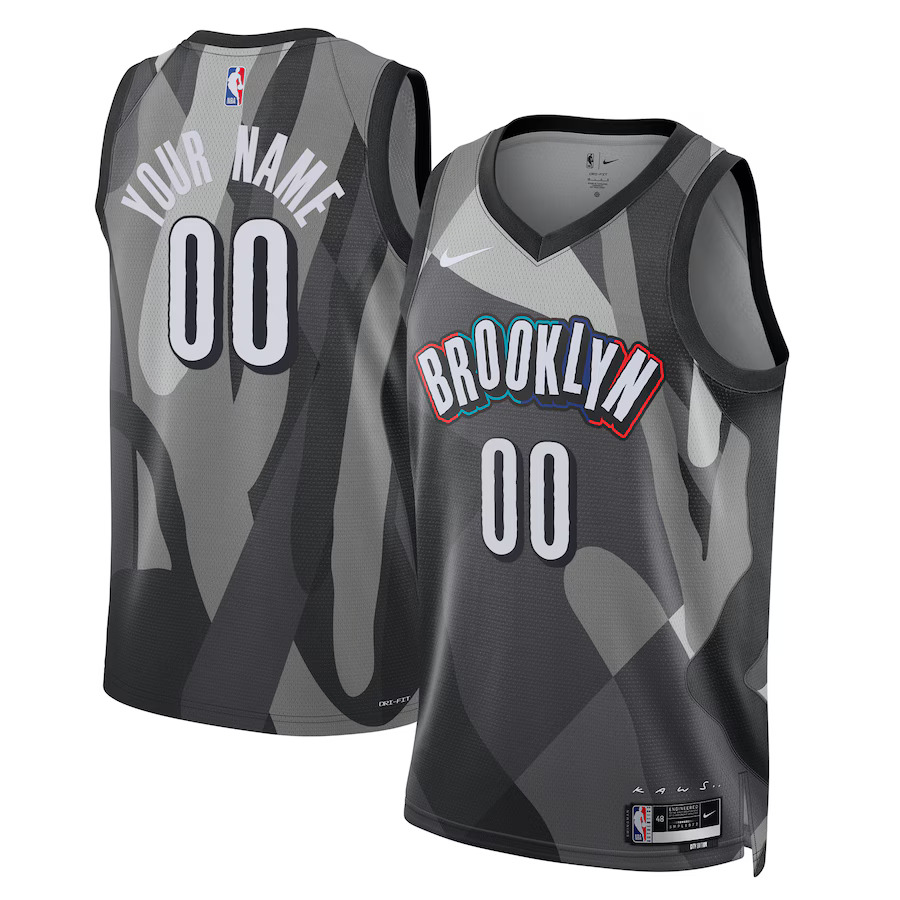 Men Brooklyn Nets Nike Gray 2024-25 City Edition Custom Swingman NBA Jersey